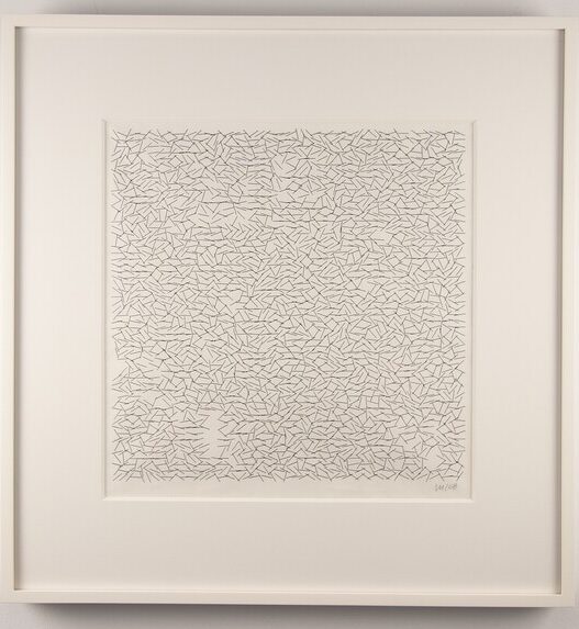 Vera Molnar, Interruptions, 1968. Plotter drawing in ink on Benson plotter paper, 13.5 x 12.75 inches.