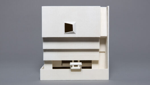 João Enxuto and Erica Love, 3D printed model of the Marcel Breuer designed Whitney Museum of American Art from Art Project 2023, 2013. Gypsum powder, 6.75 x 6.25 x 7.5 in. Courtesy of the artists.