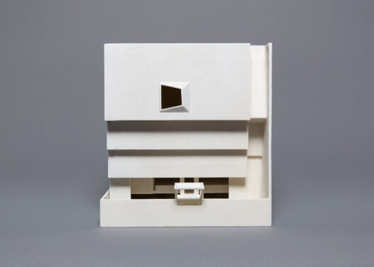 João Enxuto and Erica Love, 3D printed model of the Marcel Breuer designed Whitney Museum of American Art from Art Project 2023, 2013. Gypsum powder, 6.75 x 6.25 x 7.5 in. Courtesy of the artists.