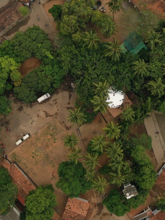 Aerial view of the Aspinwall House. Photo: Swanoop John. Courtesy of Kochi Biennale Foundation.