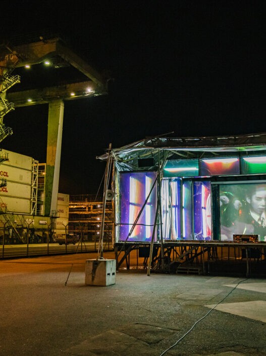 Ming Wong, Wayang Spaceship, 2022. Site-specific public art commission, Tanjong Pagar Distripark, Singapore. Courtesy of Singapore Art Museum.