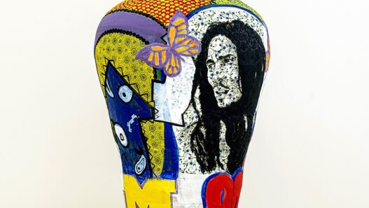 Roberto Lugo, One Love, 2022. Glazed ceramic, 31 x 18 x 18 inches. Courtesy of the artist. Photo: Ken Ek.