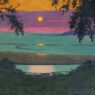 Félix Vallotton, Coucher de soleil à Grâce, ciel orangé et violet, 1918. Oil on canvas, 54 x 73 cm. Private collection.