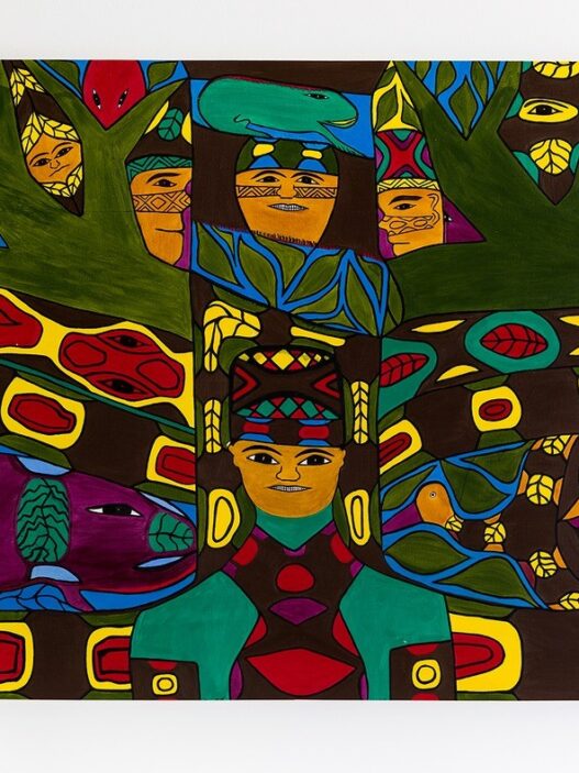 Pedro Maná (MAHKU—Huni Kuin Artist Movement), Shuna Pawã Mebiki, 2021. Acrylic on canvas, 202x149cm. Courtesy of Carmo Johnson Projects.