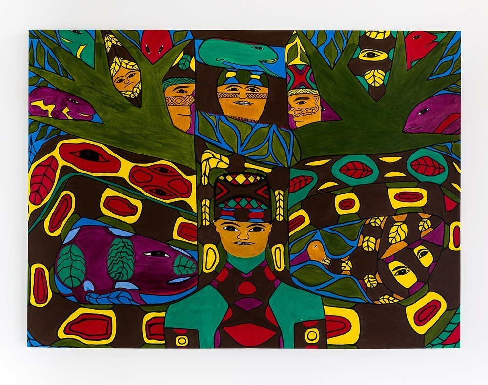 Pedro Maná (MAHKU—Huni Kuin Artist Movement), Shuna Pawã Mebiki, 2021. Acrylic on canvas, 202x149cm. Courtesy of Carmo Johnson Projects.