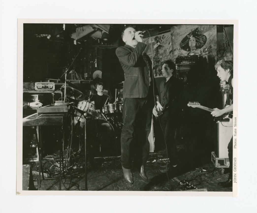 John Giorno band, CBGB‘s, New York, December 9, 1986. Photo: Kate Simon.