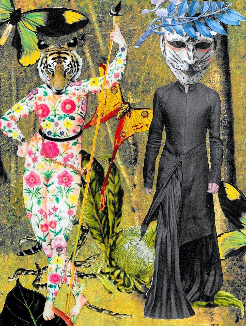 Lori Field, The Hierophant, 2021. Mixed media collage on paper, 10 ½ x 7 ½ in.