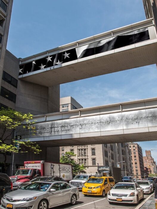 Robert Longo, American Bridge Project, 2017. Installation view, Hunter College. Courtesy of the Hunter College Art Galleries. Photo: Daniel Pérez.