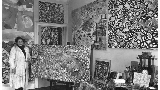 Fahrelnissa Zeid, Loch Lomond, c. 1950. Installation view, artist's studio, Paris. © Fahrelnissa Zeid Archive.