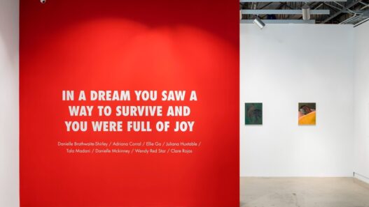 View of IN A DREAM YOU SAW A WAY TO SURVIVE AND YOU WERE FULL OF JOY, The Contemporary Austin, Austin, Texas, 2022. Text from Survival, © 2022. Jenny Holzer, member Artists Rights Society (ARS), NY. Courtesy of the Contemporary Austin. Photo: Alex Boeschenstein.