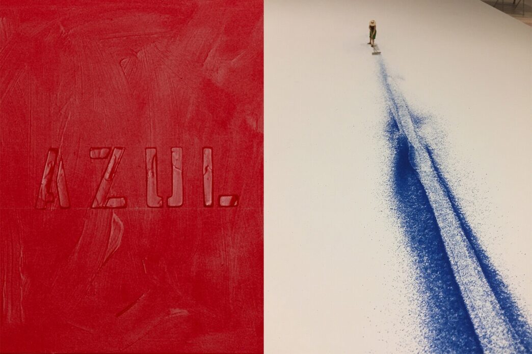 Left: Sigfredo Chacón, Pinturasparlantes (Rojo), 1995/2022. Courtesy Sigfredo Chacón Art Foundation; Right: Liliana Porter, Sweeping Woman, 2004–2018. Courtesy of the artist.