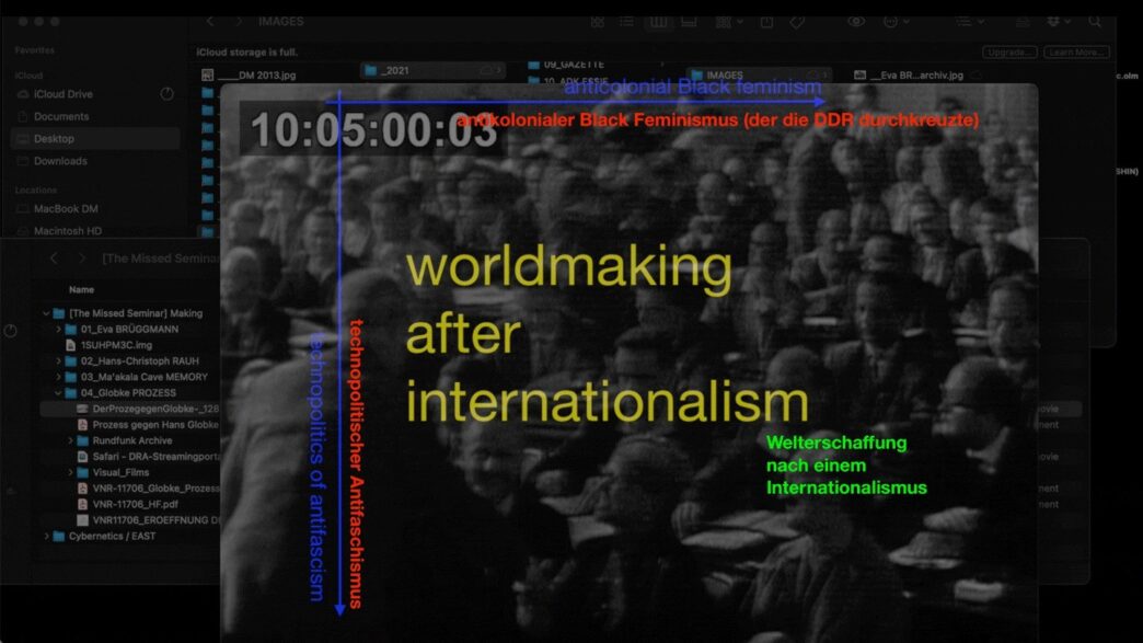 The Missed Seminar, Decolonizing Socialism: Entangled Internationalism, inter∞note 2021. Research diagram. [2] Steve McQueen, End Credits. Installation view, Tate Modern, London, 2020.