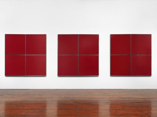 Tadaaki Kuwayama, TK454,75-22-A B C, 2022. Acrylic on canvas, three canvasas, each 54 3/4 x 54 3/4 inches.