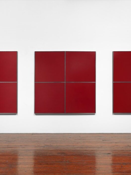 Tadaaki Kuwayama, TK454,75-22-A B C, 2022. Acrylic on canvas, three canvasas, each 54 3/4 x 54 3/4 inches.