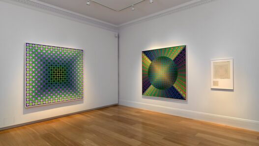 View of Victor Vasarely: Einstein in the Sky with Diamonds, 2022. Courtesy of Mazzoleni, London–Torino. Photo: Todd-White Art Photography.