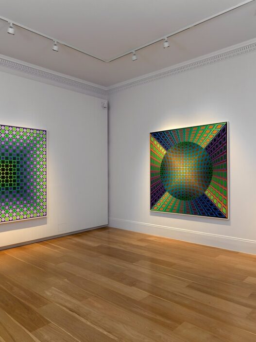 View of Victor Vasarely: Einstein in the Sky with Diamonds, 2022. Courtesy of Mazzoleni, London–Torino. Photo: Todd-White Art Photography.