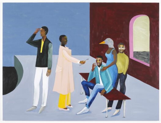 Lubaina Himid, Le Rodeur: The Exchange, 2016. Acrylic on canvas, 183 x 244 cm. Courtesy of the artist and Hollybush Gardens, London. Photo: Andy Keate.