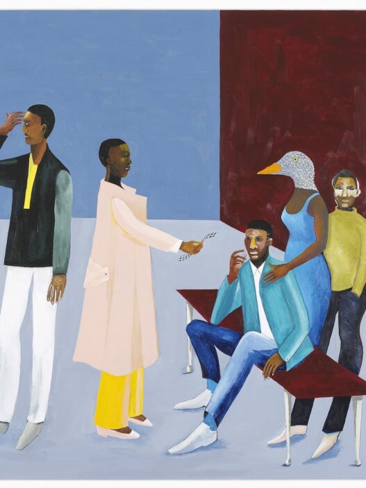 Lubaina Himid, Le Rodeur: The Exchange, 2016. Acrylic on canvas, 183 x 244 cm. Courtesy of the artist and Hollybush Gardens, London. Photo: Andy Keate.