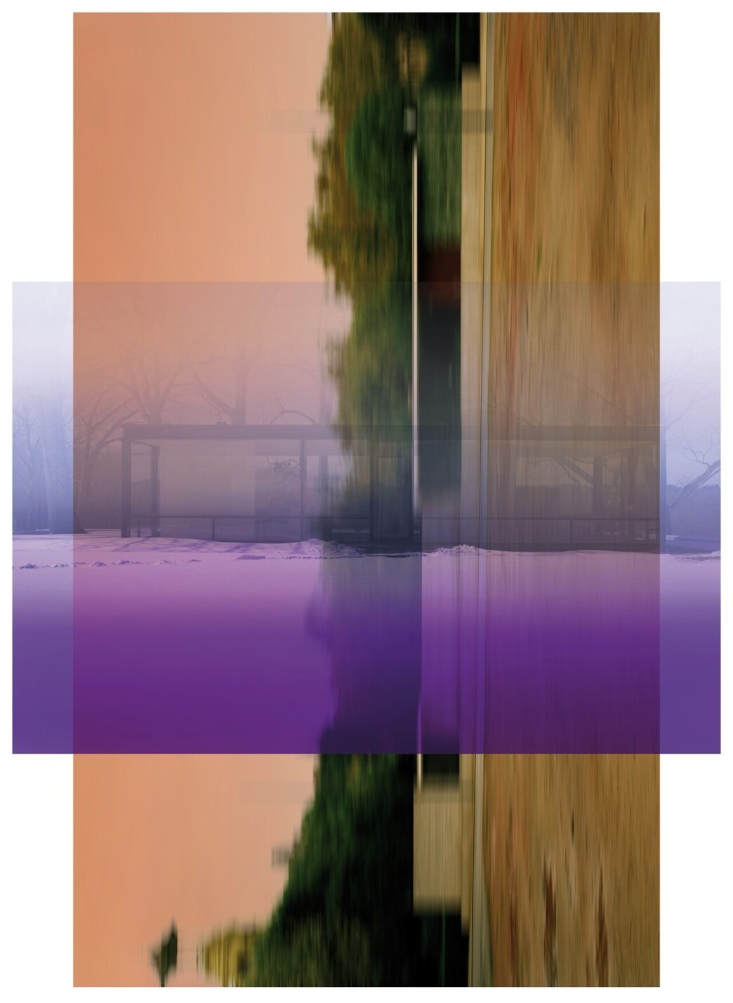 Thomas Ruff, d.p.b.02, from the series “l.m.v.d.r.”, 1999. 130 x 195 cm. Courtesy the artist, © VG Bild-Kunst, Bonn 2022. James Welling, Lavender Mist, from the series “Glass House”, 2014. 83.8 x 128.3 cm. Courtesy the artist and Marian Goodman Gallery.