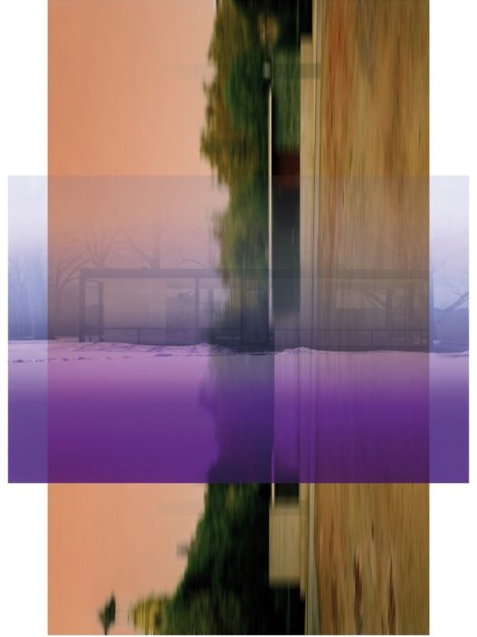 Thomas Ruff, d.p.b.02, from the series “l.m.v.d.r.”, 1999. 130 x 195 cm. Courtesy the artist, © VG Bild-Kunst, Bonn 2022. James Welling, Lavender Mist, from the series “Glass House”, 2014. 83.8 x 128.3 cm. Courtesy the artist and Marian Goodman Gallery.