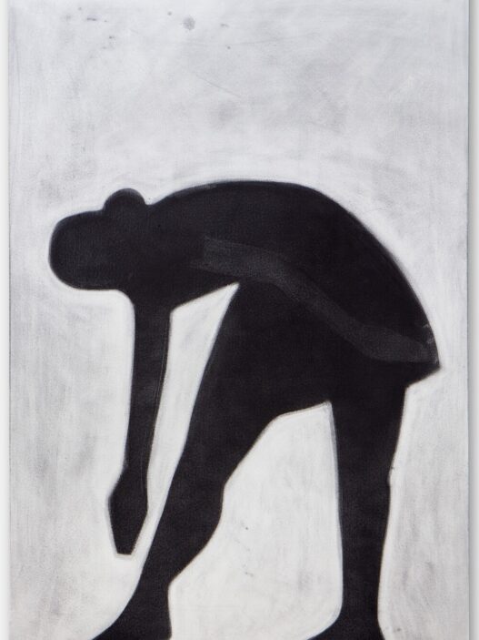 Silke Otto-Knapp, Figure (bending) II, 2020. Watercolor on canvas, 150 x 100 cm. Courtesy greengrassi London. Mutina