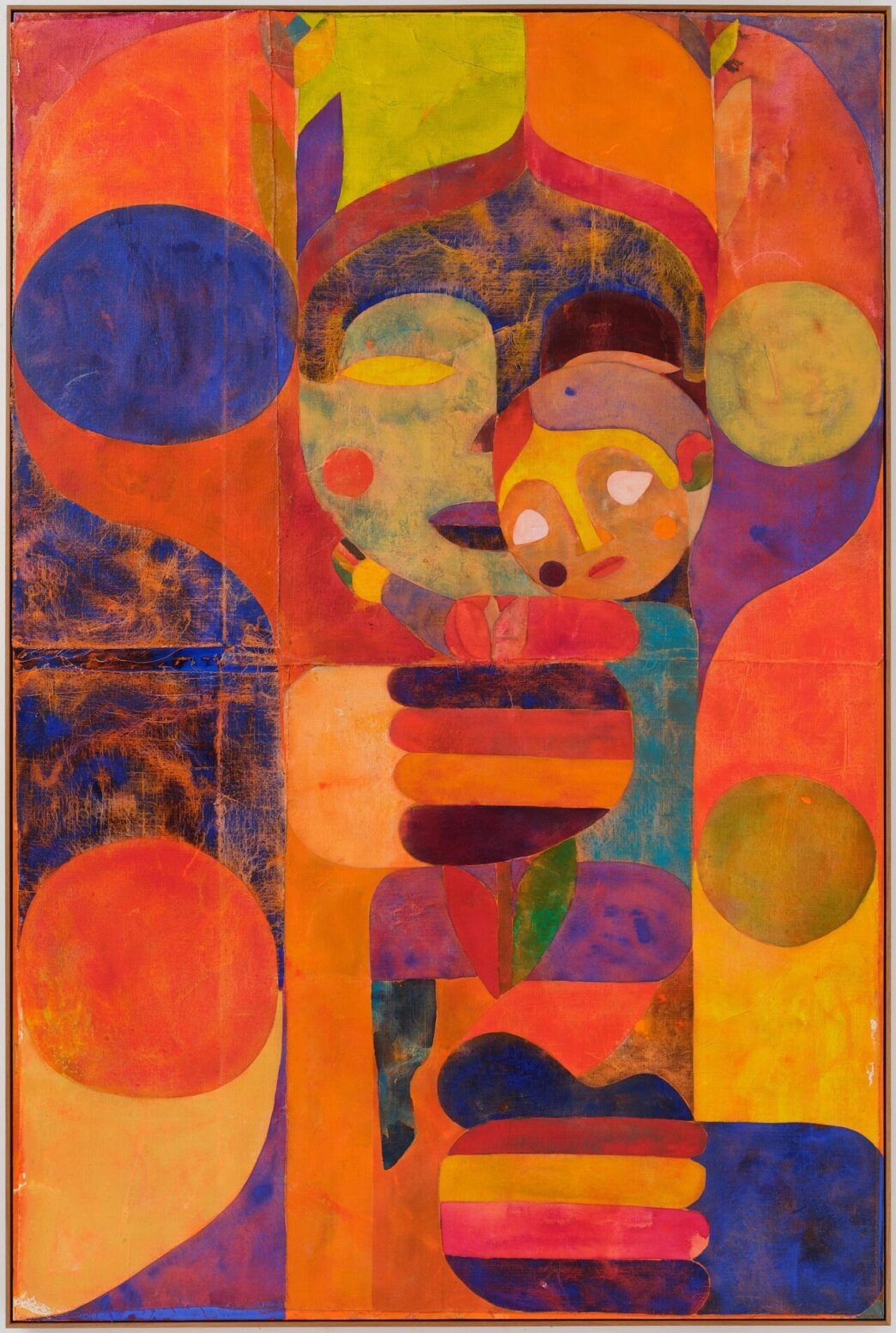 Alexander Tovborg, madonna of the sunset, 2022. Acrylic and pastel crayon on wooden panel, 300 x 200 cm framed. © Alexander Tovborg. Courtesy of the artist and Galleri Nicolai Wallner, Copenhagen. Kunsthal Charlottenborg.