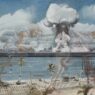 Jim Shaw, No Bikini Atoll, 2022 Oil and acrylic on muslin, 48 × 80 inches (121.9 × 203.2 cm)Artwork © Jim Shaw. Photo: Jeff McLane