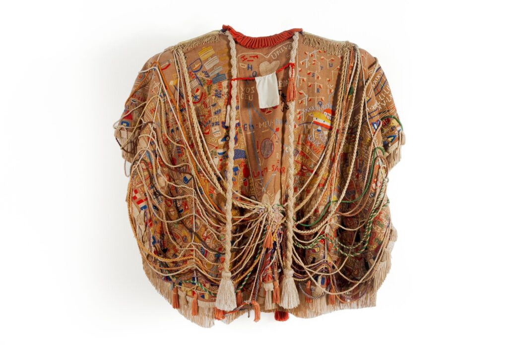 Arthur Bispo do Rosario, Untitled [Manto da apresentação (Annunciation garment)], n.d. Fabric, thread, ink, found materials, fiber, 46 5/8 x 55 5/8 x 2 3/4 inches.