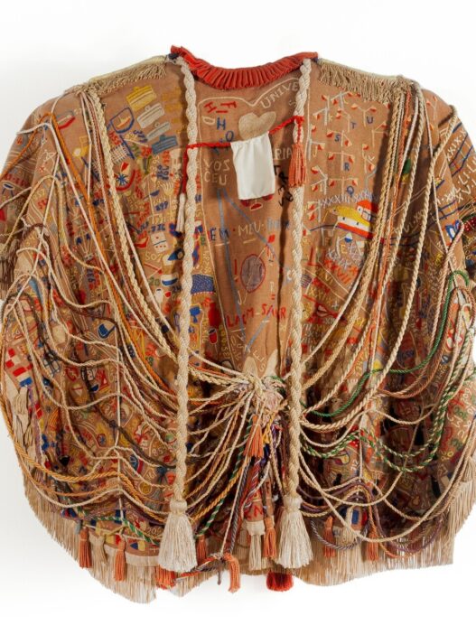 Arthur Bispo do Rosario, Untitled [Manto da apresentação (Annunciation garment)], n.d. Fabric, thread, ink, found materials, fiber, 46 5/8 x 55 5/8 x 2 3/4 inches.