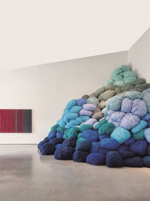 View of Sheila Hicks: Off Grid, The Hepworth Wakefield, Wakefield, England, 2022. Courtesy of the Hepworth Wakefield. Photo: Tom Bird.