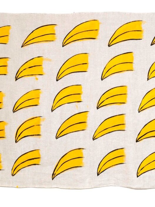 Adelaide Cioni, Song for the yellow beaks, 2023. Acrylics on cotton fabric, 122x152cm. Photo: Stephanie Black. Mimosa House.